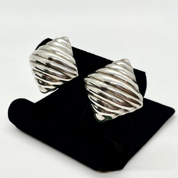 Vintage Mexico Taxco Sterling Silver 925 Modernist Clip On Earrings Mother's Day - Picture 3 of 7